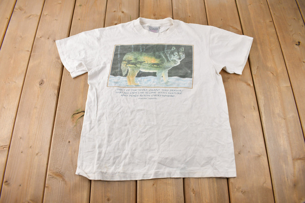 Vintage 1990s North American Wolfe Theme Single Stitch Graphic T-Shirt Made In USA