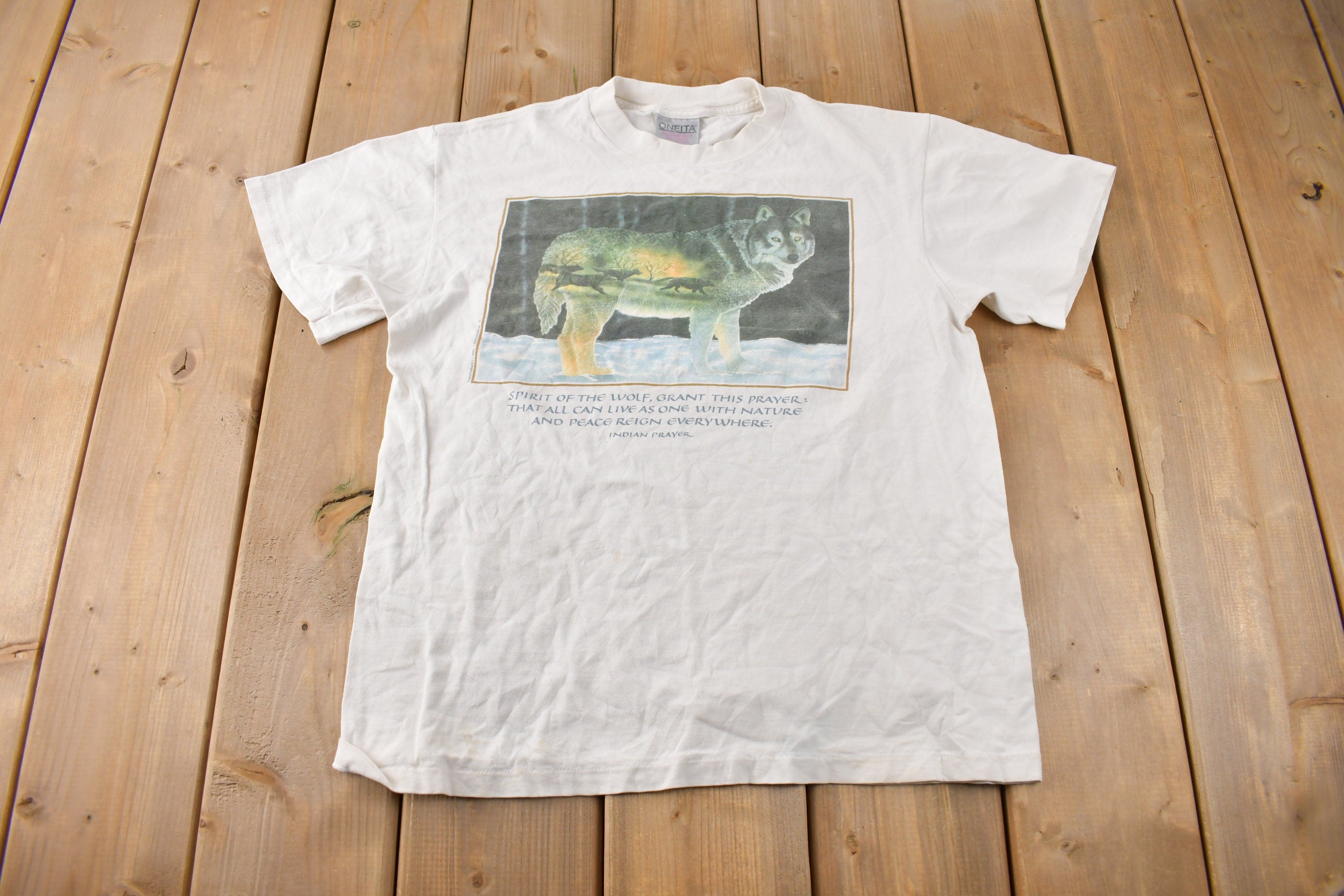 Vintage 1990s North American Wolfe Theme Single Stitch Graphic T-Shirt Made In USA