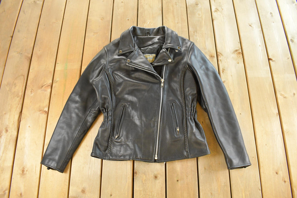Vintage 1990s Leather Master Leather Biker Jacket Women's Large