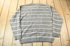 Vintage 1990s Munsingwear Knitted Crewneck Sweater / Vintage Crewneck / All Over Pattern / Colourful Sweatshirt / Abstract Pattern