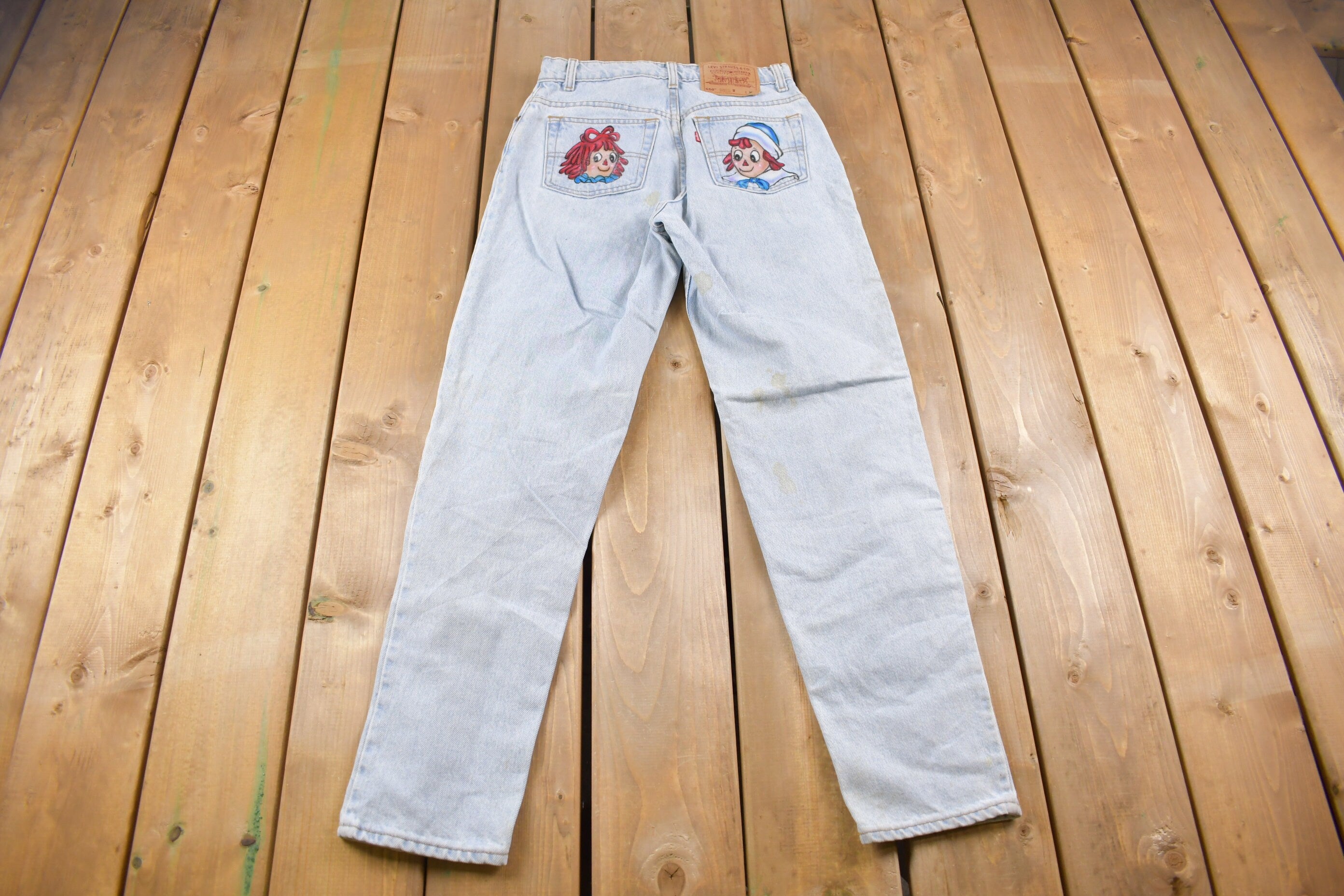 Vintage 1990s Levi's 550 Red Tab Spray Paint Jeans Size 28 x 30