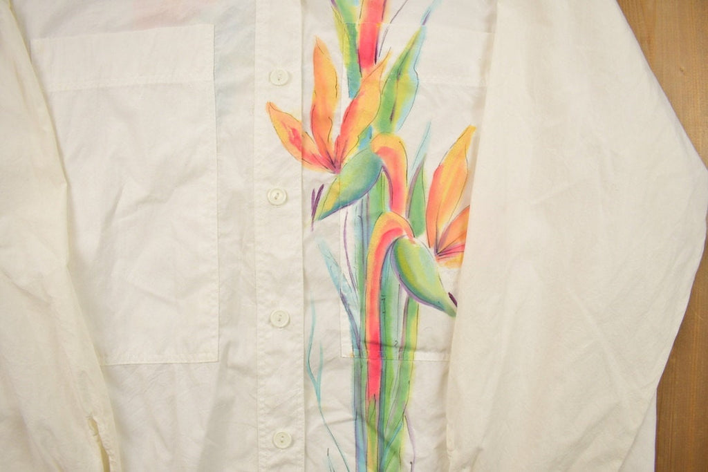 Vintage 1990s Abstract Flower Button Up Shirt