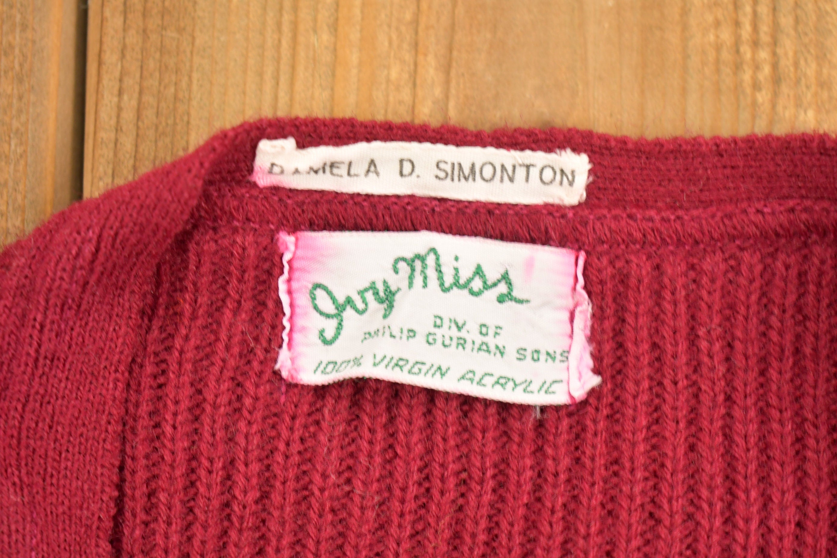 Vintage 1980s Burgundy Knit Button Up Vest