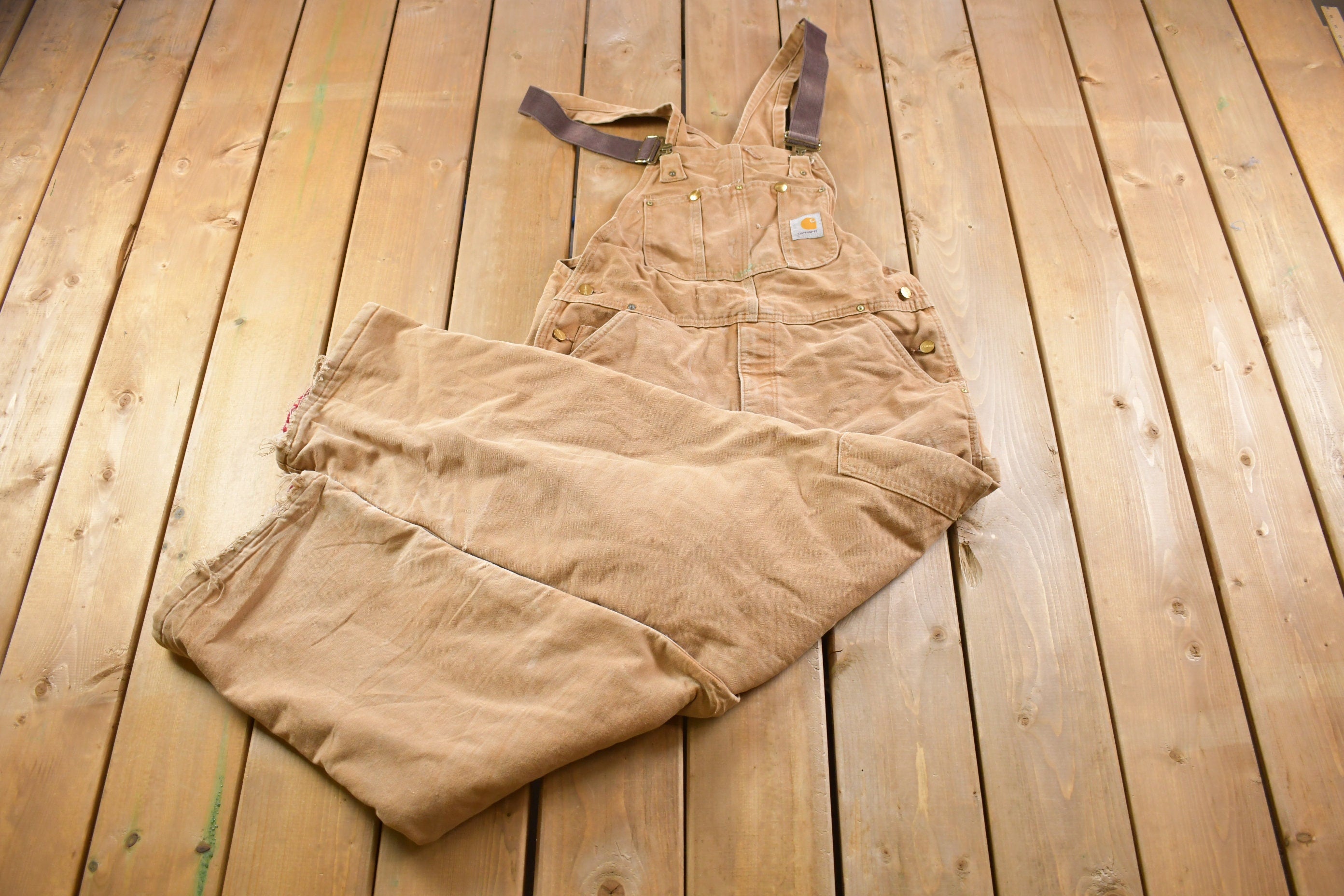 Vintage 1990s Carhartt Double Knee Canvas Overalls Size 38 Medium