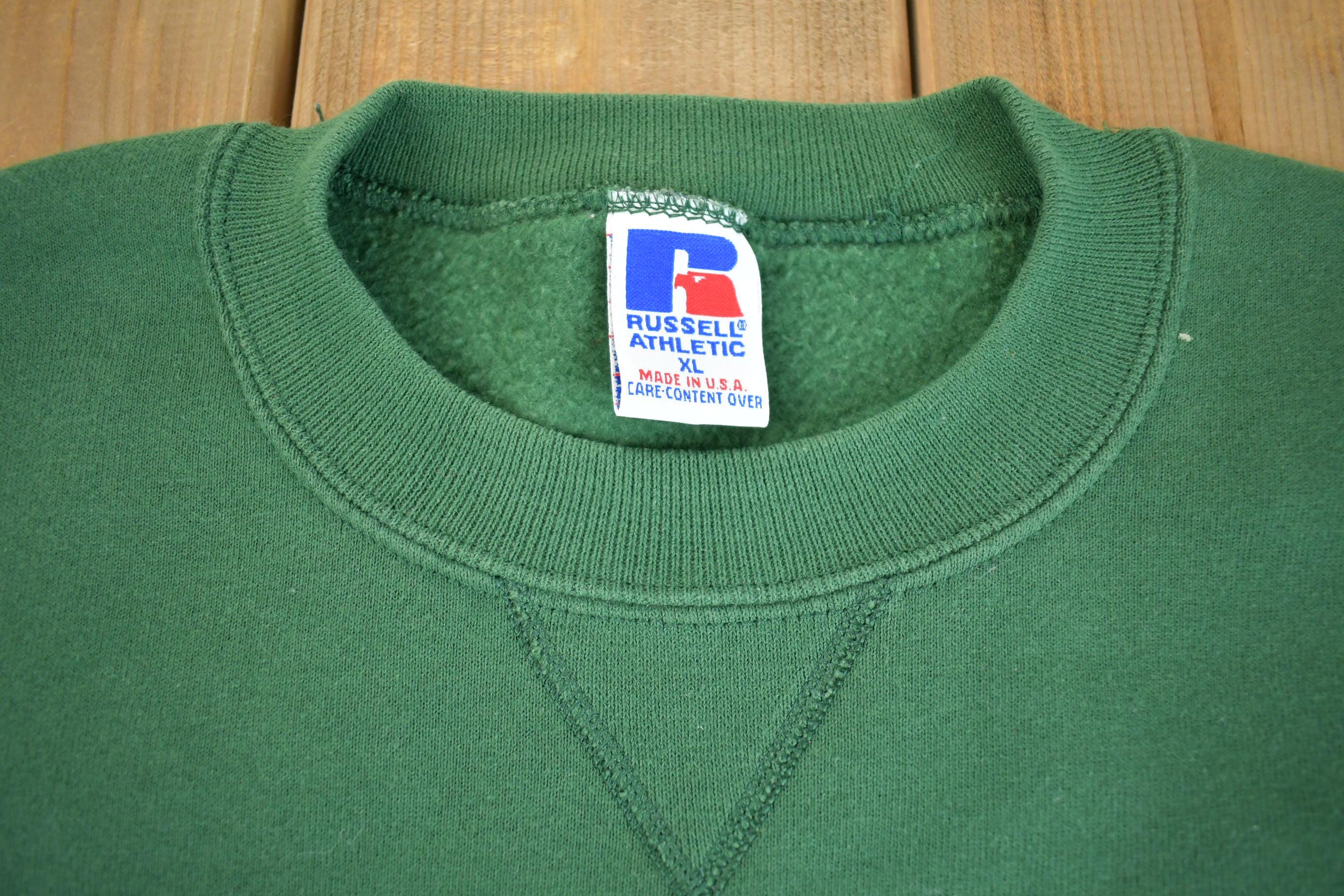 Vintage 1990s Green Russel Athletics Crewneck Sweatshirt Made In USA- XL