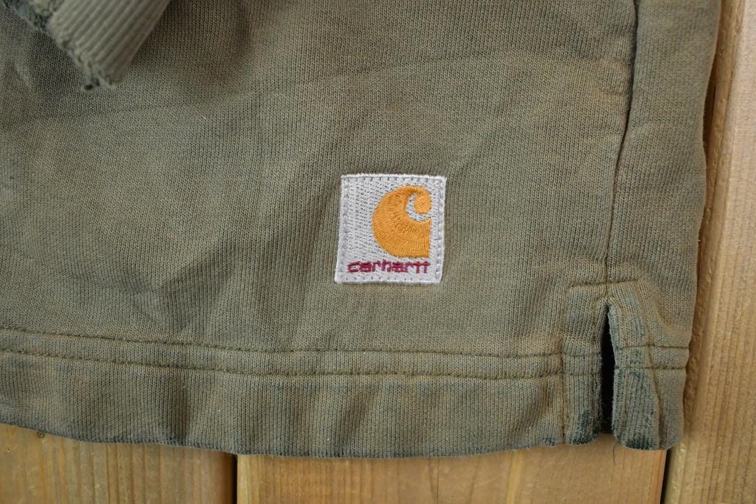 Vintage Distressed Carhartt Quarter Zip Mock Neck Sweatshirt