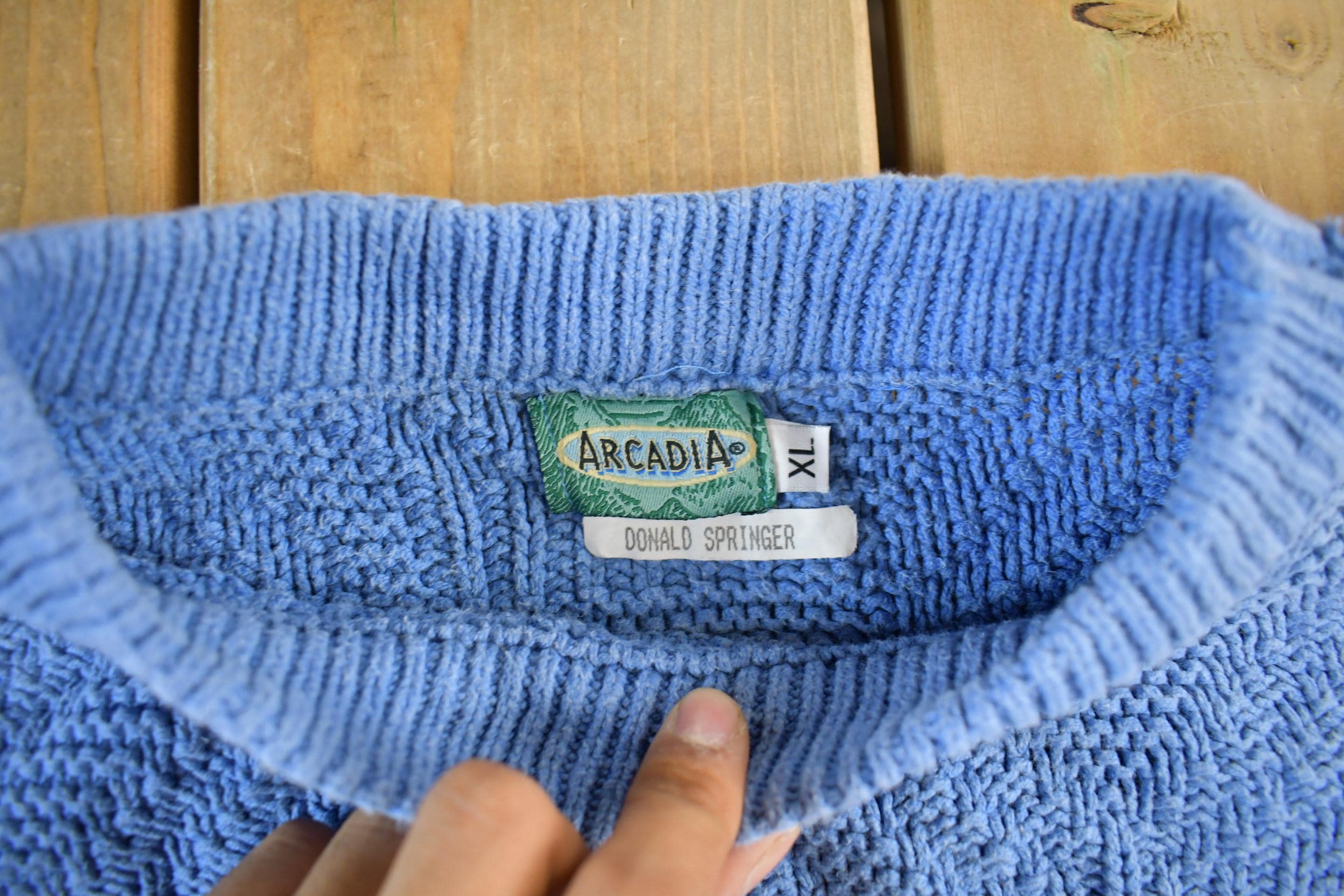 Vintage 1990s Arcadia Knit Crewneck Sweater Men's Large