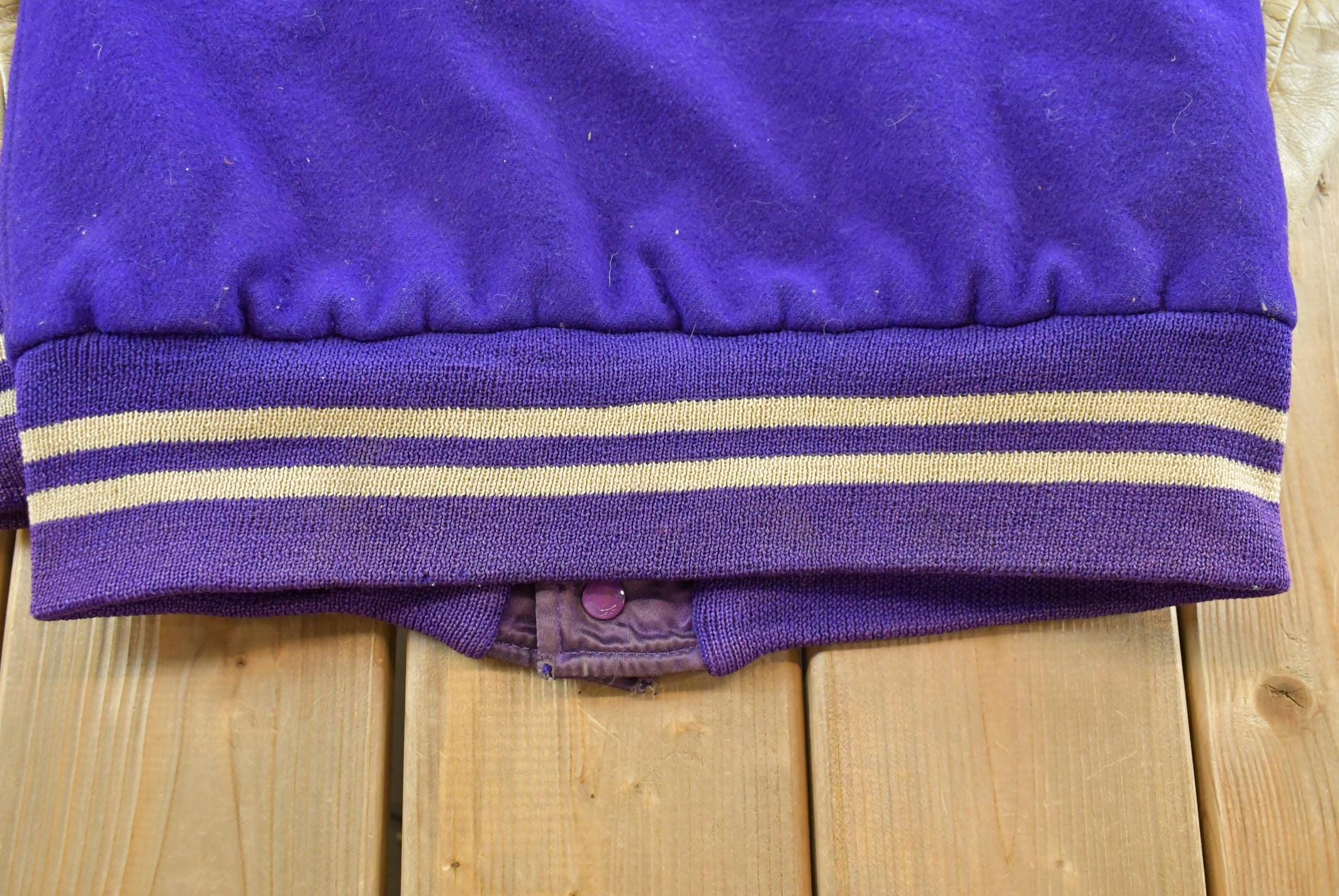 Vintage 1960s King-O Shea Wisconsin Purple Leather Wool Collegiate Varsity Jacket Men's S