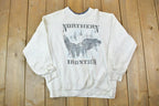 Vintage 1980s Northern Frontier Canada Two Wolves Crewneck