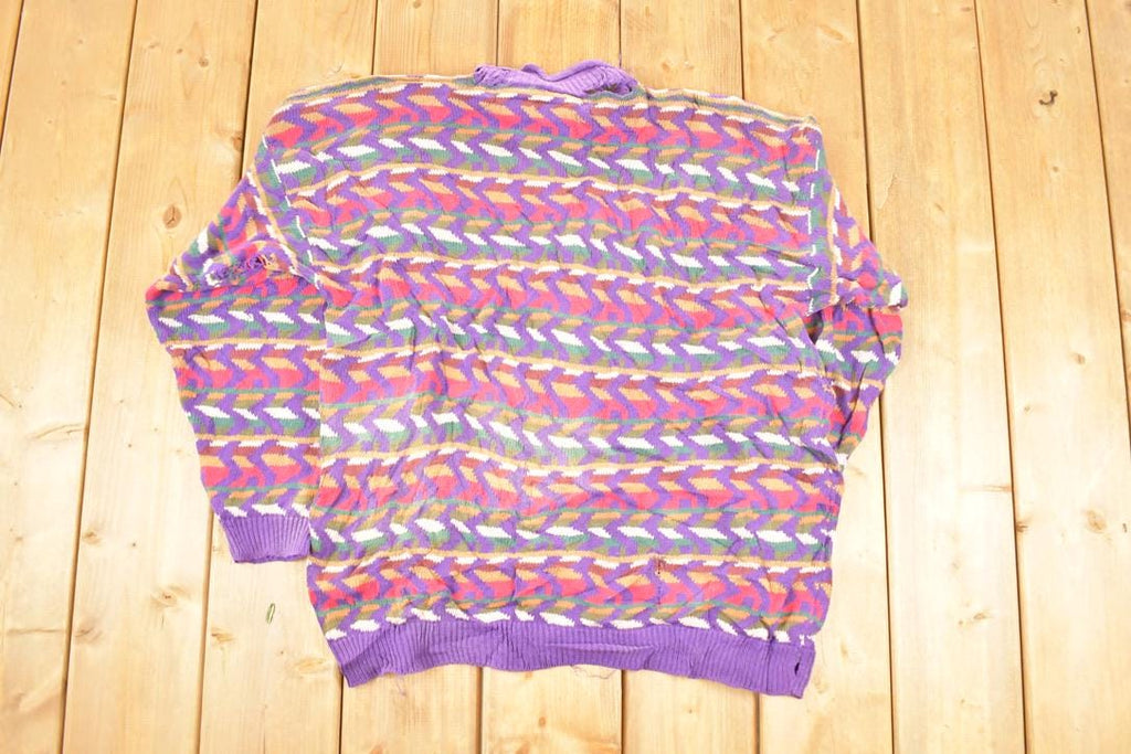 Vintage 1990s Essential Elements Knit Abstract Pattern Crewneck Sweater Women's XL  90s Knitted Sweatshirt  Vintage Preppy Knits