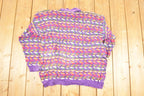 Vintage 1990s Essential Elements Knit Abstract Pattern Crewneck Sweater Women's XL  90s Knitted Sweatshirt  Vintage Preppy Knits