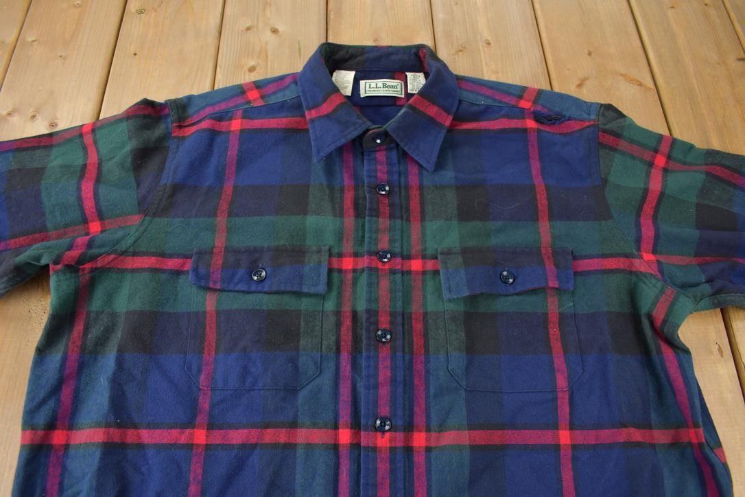 Vintage 1990s LL Bean Plaid Chamois Cloth Shirt