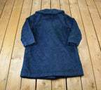 Vintage 1980s Blue Button Up Faux Fur Coat
