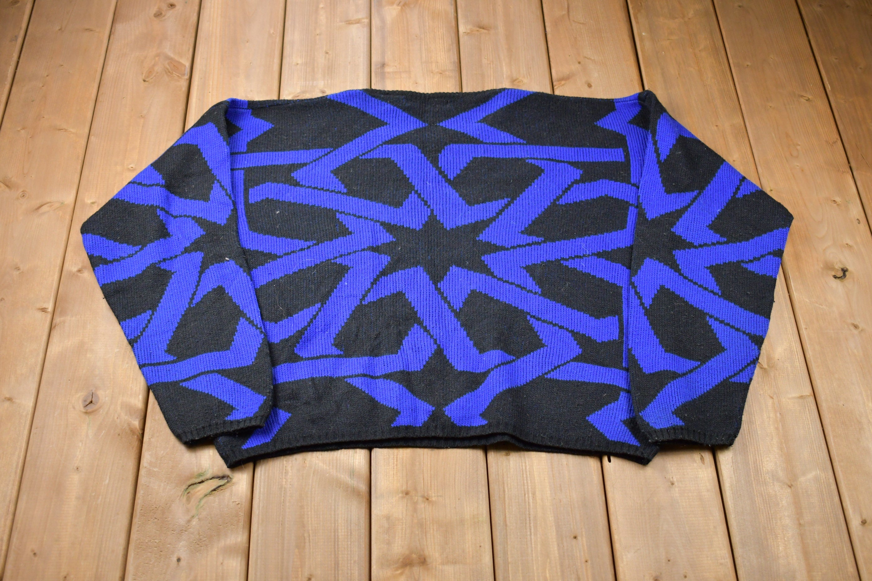 Vintage 1990s Jed Abstract Print Knitted Sweater