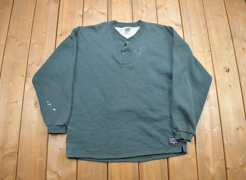 Vintage 1990s Russell Athletics Blank Henley Sweatshirt