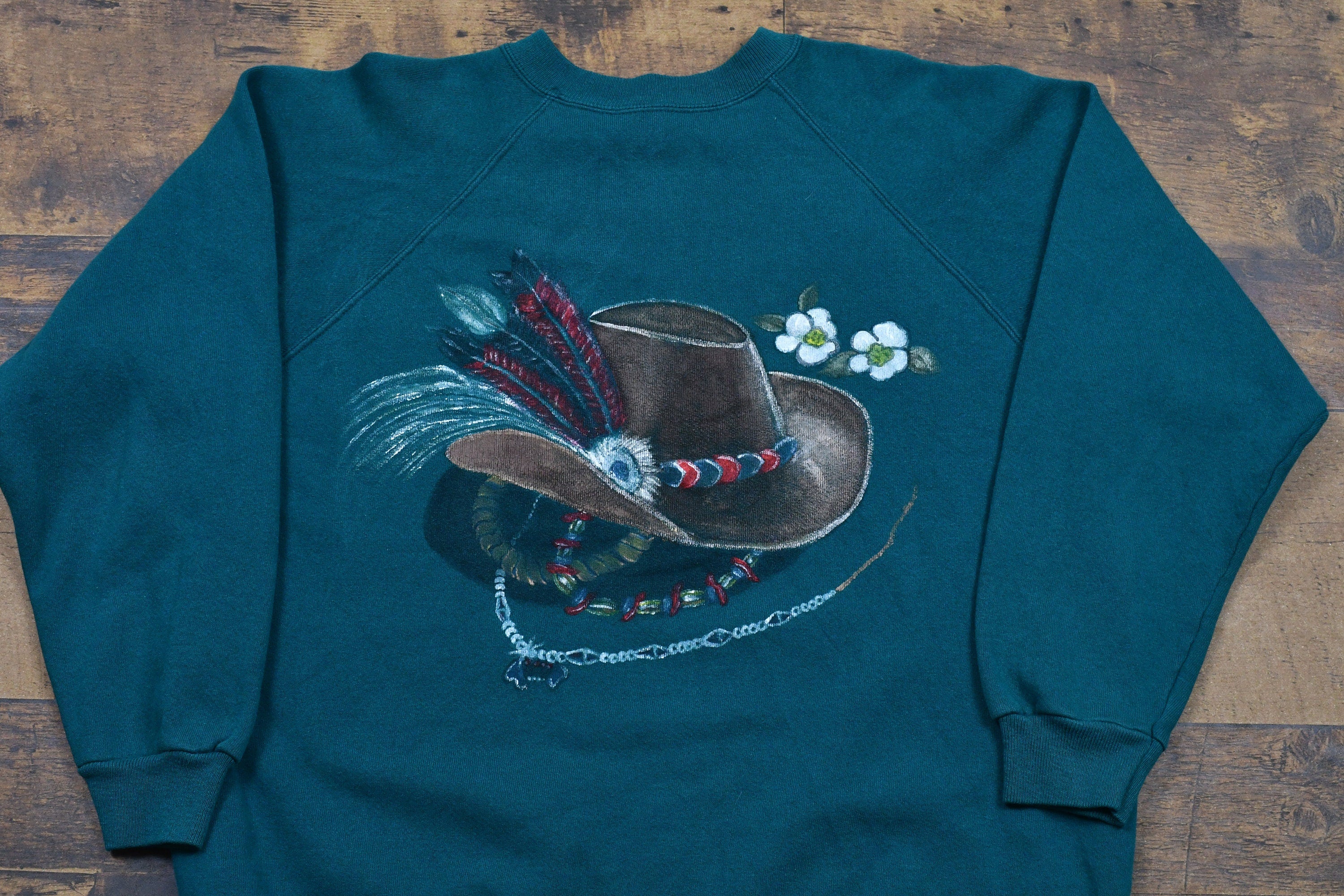 Vintage 1980s Native American Graphic Raglan Crewneck