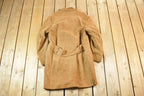 Vintage 1960s Leather Suede Western Style Button Up Long Jacket Made In USA