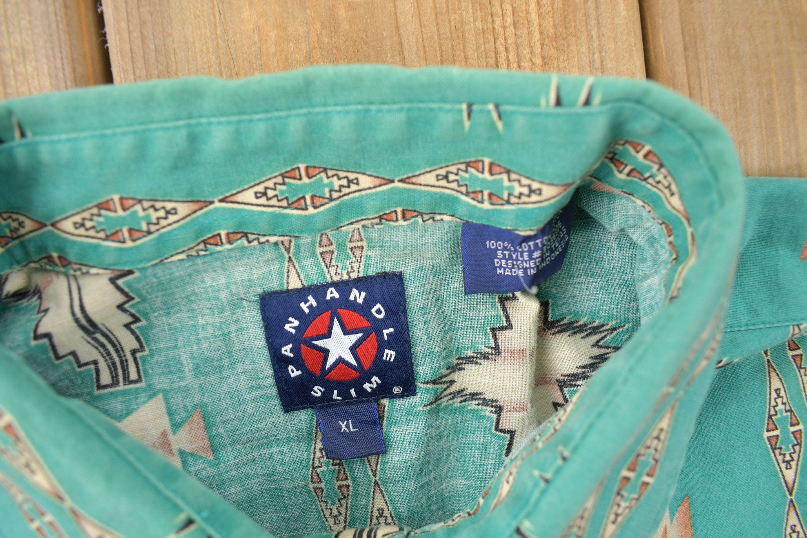 Vintage 1990s Pan Handle Slim South Western Cowboy Style Button Up Shirt