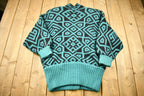 Vintage 1980s Abstract Pattern Heavy Weight Cardigan Sweater