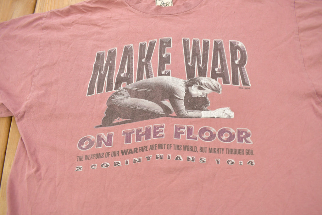 Vintage 1990s Make War On The Floor Religious Graphic T Shirt