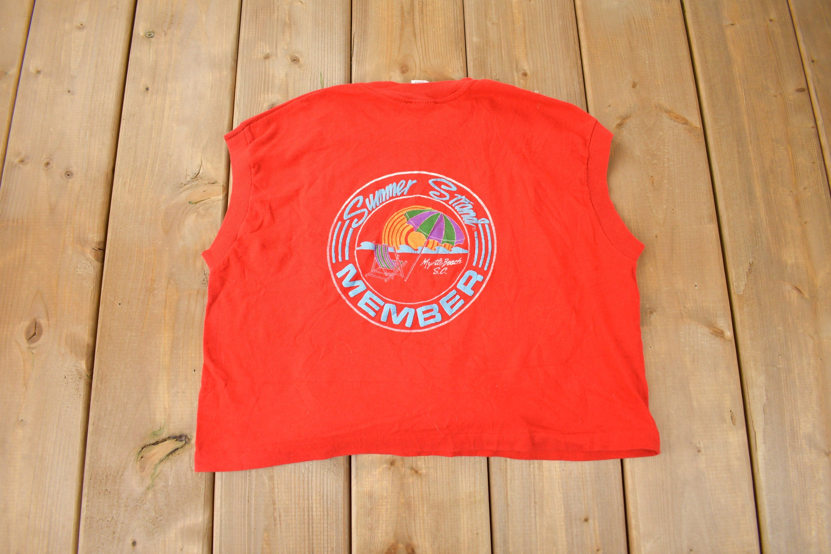 Vintage 1970s Summer Strand Member Myrtle Beach South Carolina Souvenir Travel T Shirt Made In USA