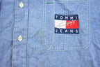 Vintage 90's Tommy Hilfiger Jeans Embroidered Button Up Shirt