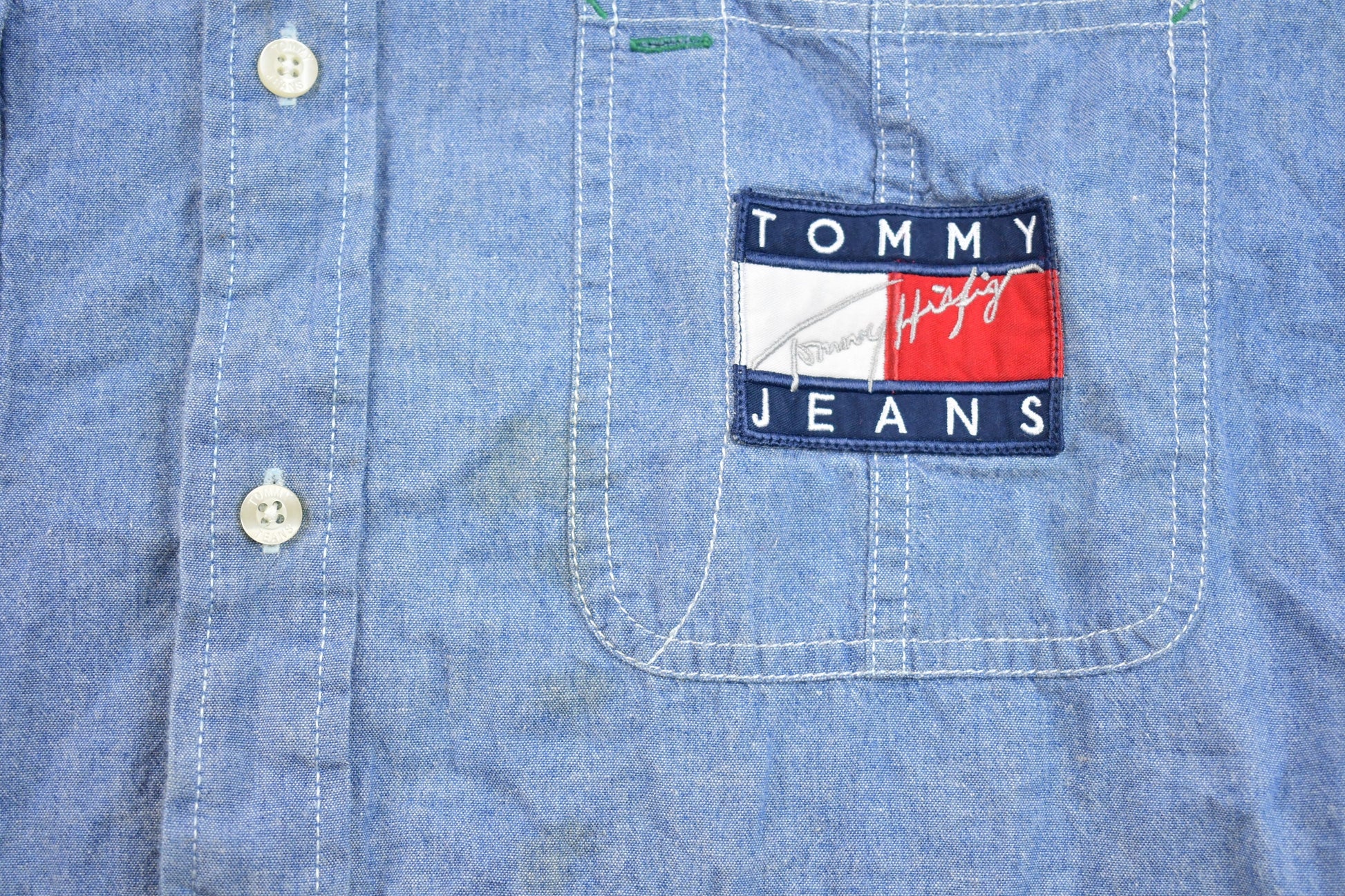Vintage 90's Tommy Hilfiger Jeans Embroidered Button Up Shirt