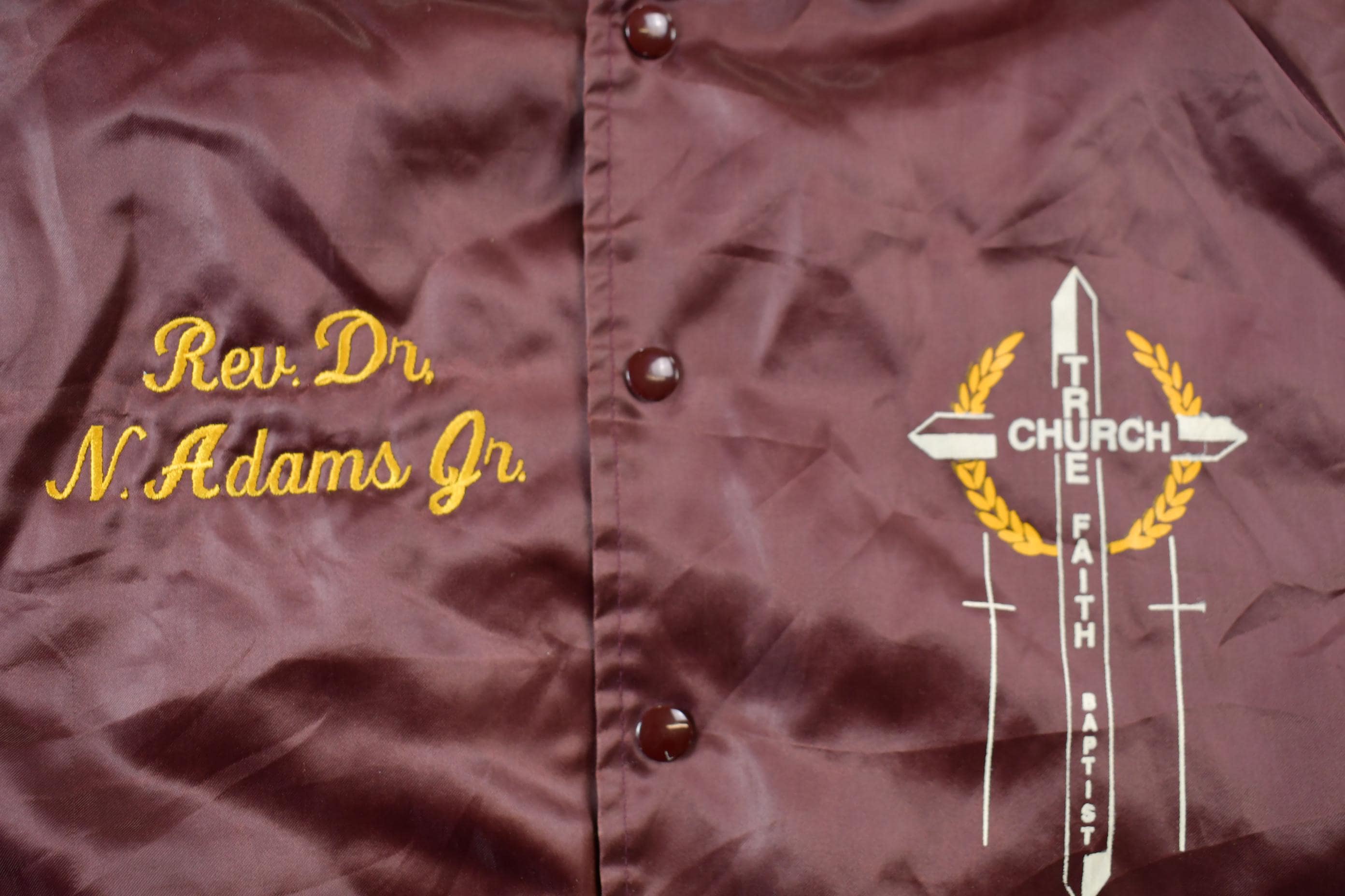 Vintage 1990s Hartwell Religious Satin Bomber Jacket