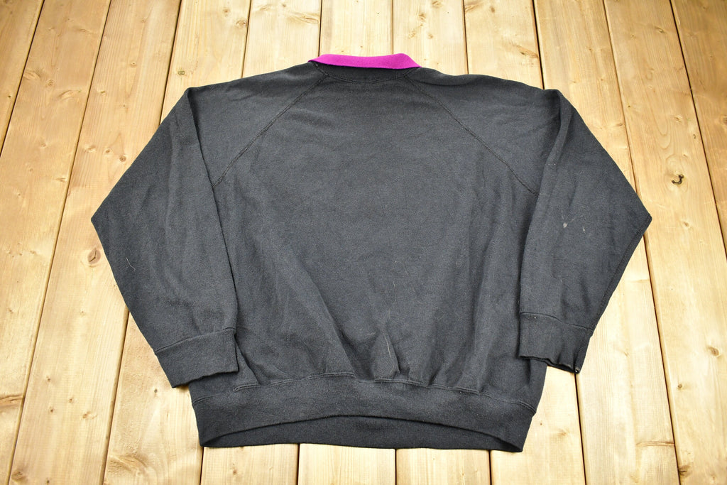 Vintage 1980s Floral Graphic Cute Collared Raglan Cut Crewneck Sweater