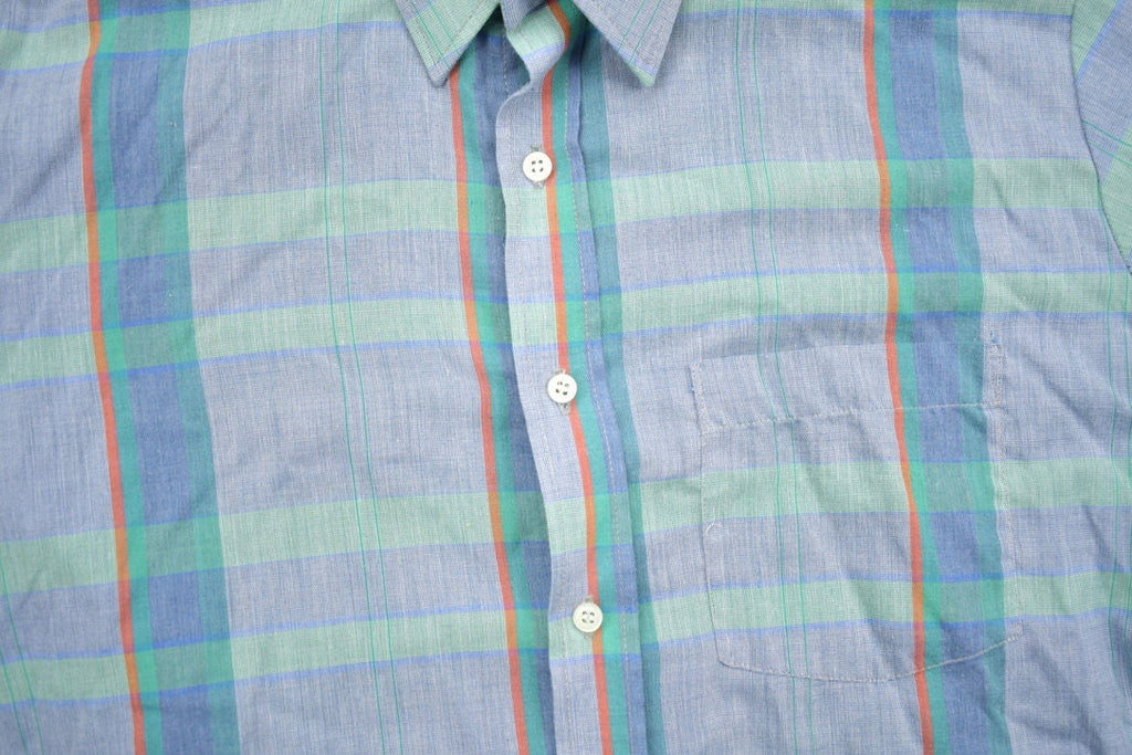 Vintage 1990s Eatonia Plaid Button Up Shirt  1990s Button Up  Vintage Flannel  Plaid Shirt  Button Down  Short Sleeve Button Up