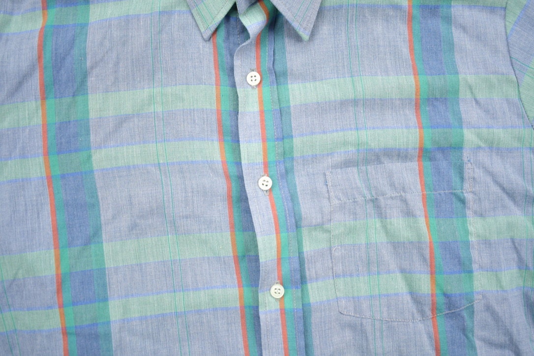 Vintage 1990s Eatonia Plaid Button Up Shirt  1990s Button Up  Vintage Flannel  Plaid Shirt  Button Down  Short Sleeve Button Up