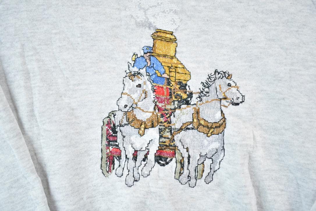 Vintage 1990s Horse And Carriage Embroidered Crewneck Sweatshirt Mens L