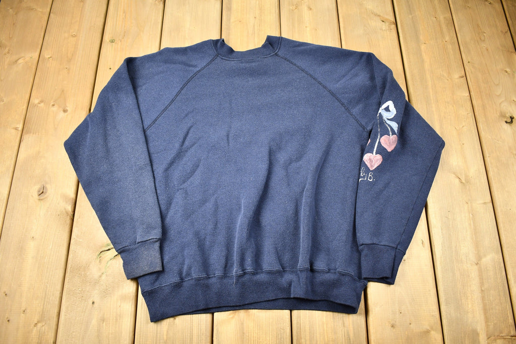 Vintage 1980s Cute Heart Graphic Raglan Crewneck