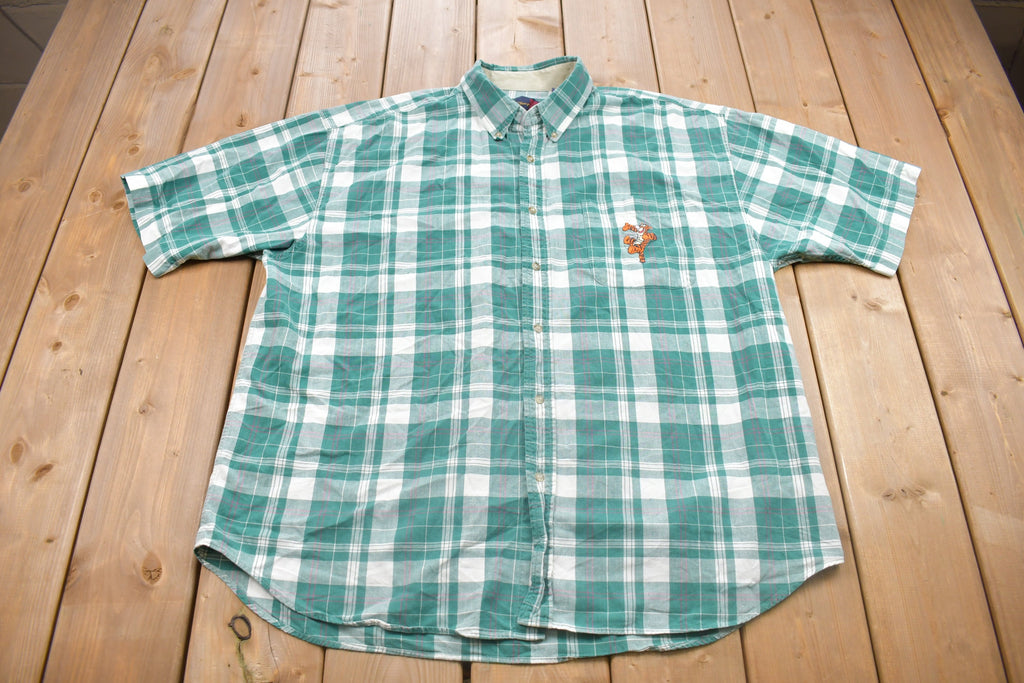 Vintage 1990s Disney Tigger Plaid Button Up T Shirt