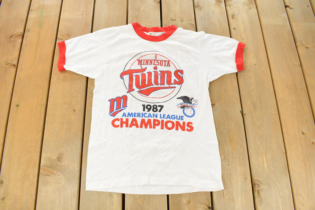 Vintage 1987 Minnesota Twins AL Champions MLB Graphic Ringer T-Shirt Men's S