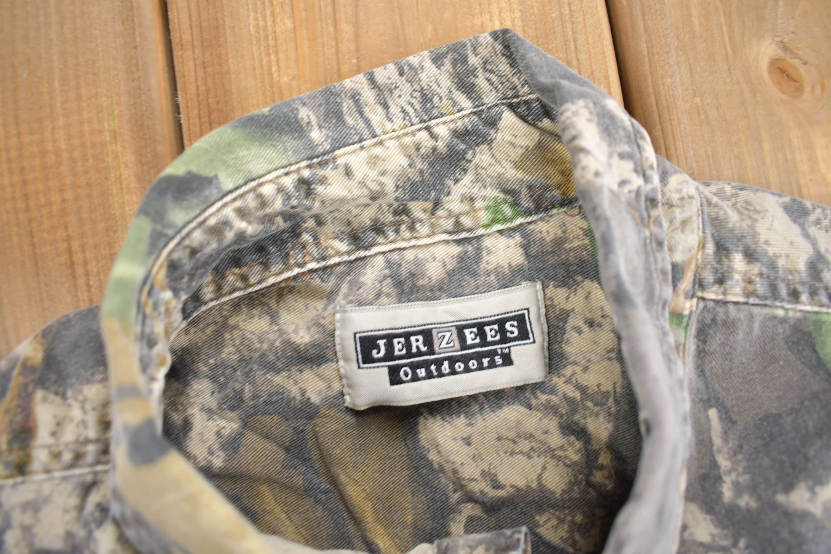 Vintage 1990s Tree Bark Camouflage Button Up Shirt