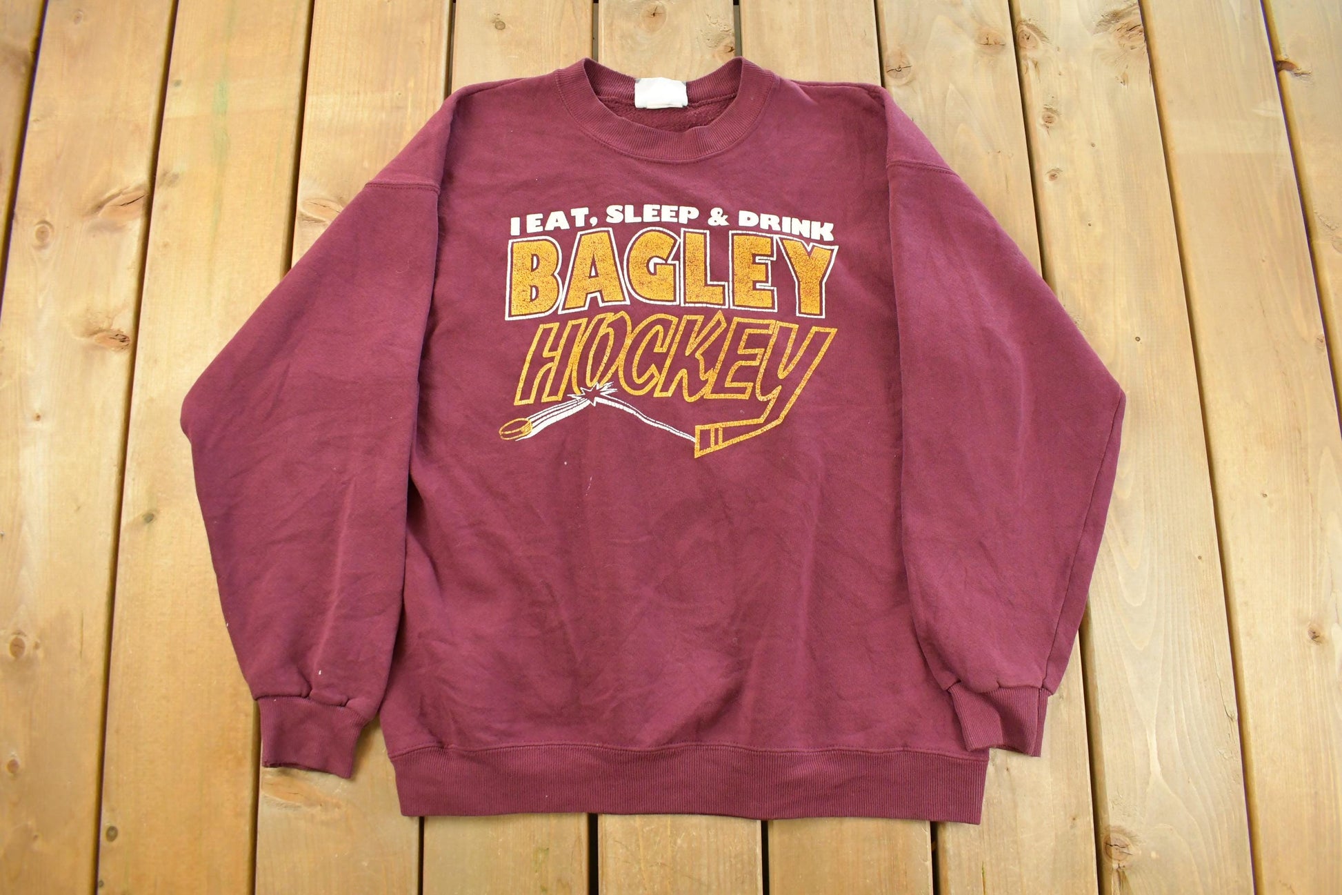 Vintage 1990s Bagley Hockey Crewneck Sweatshirt Men's XL