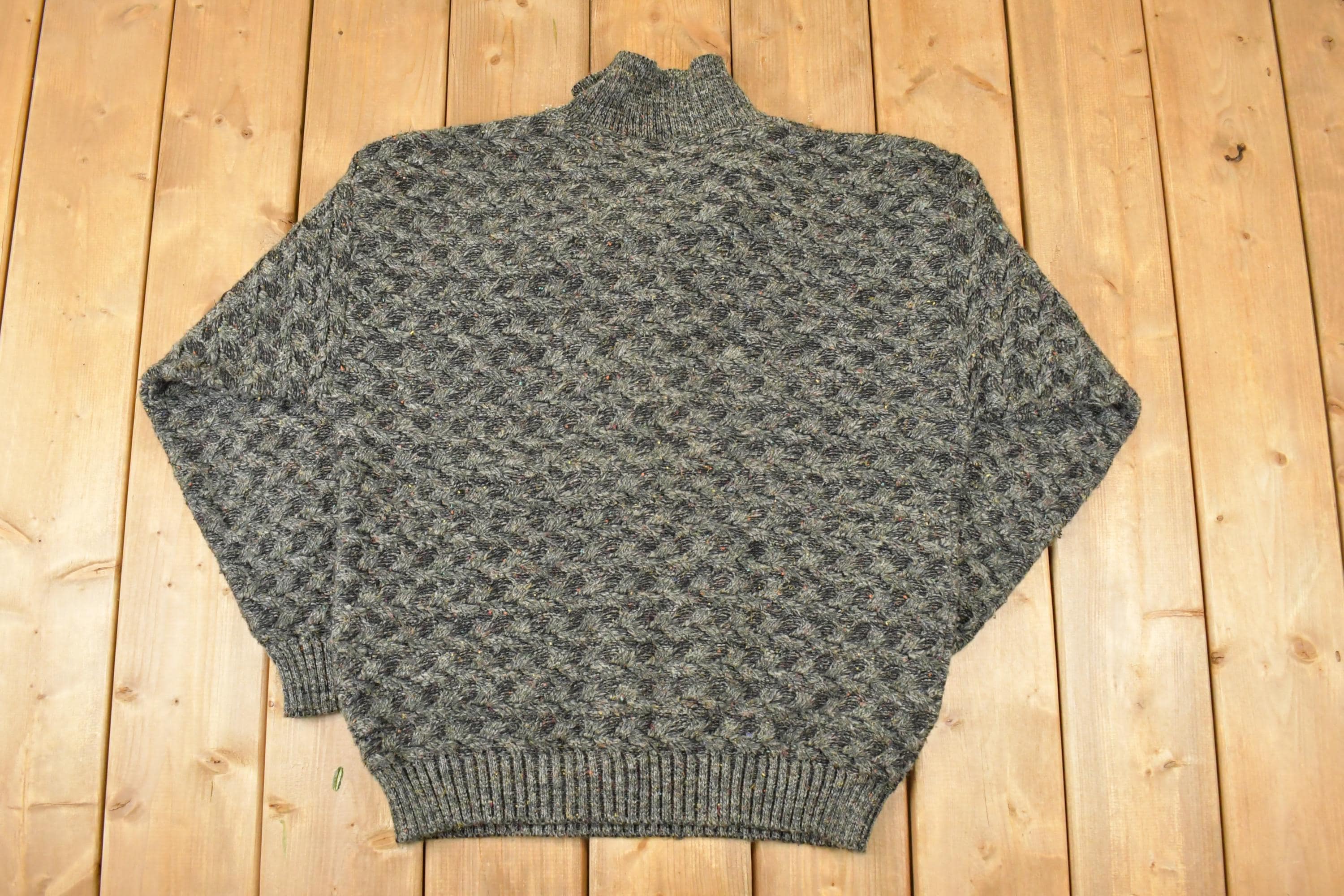 Vintage 1990s Alain Dan Knit Quarter Button Sweater Mens L