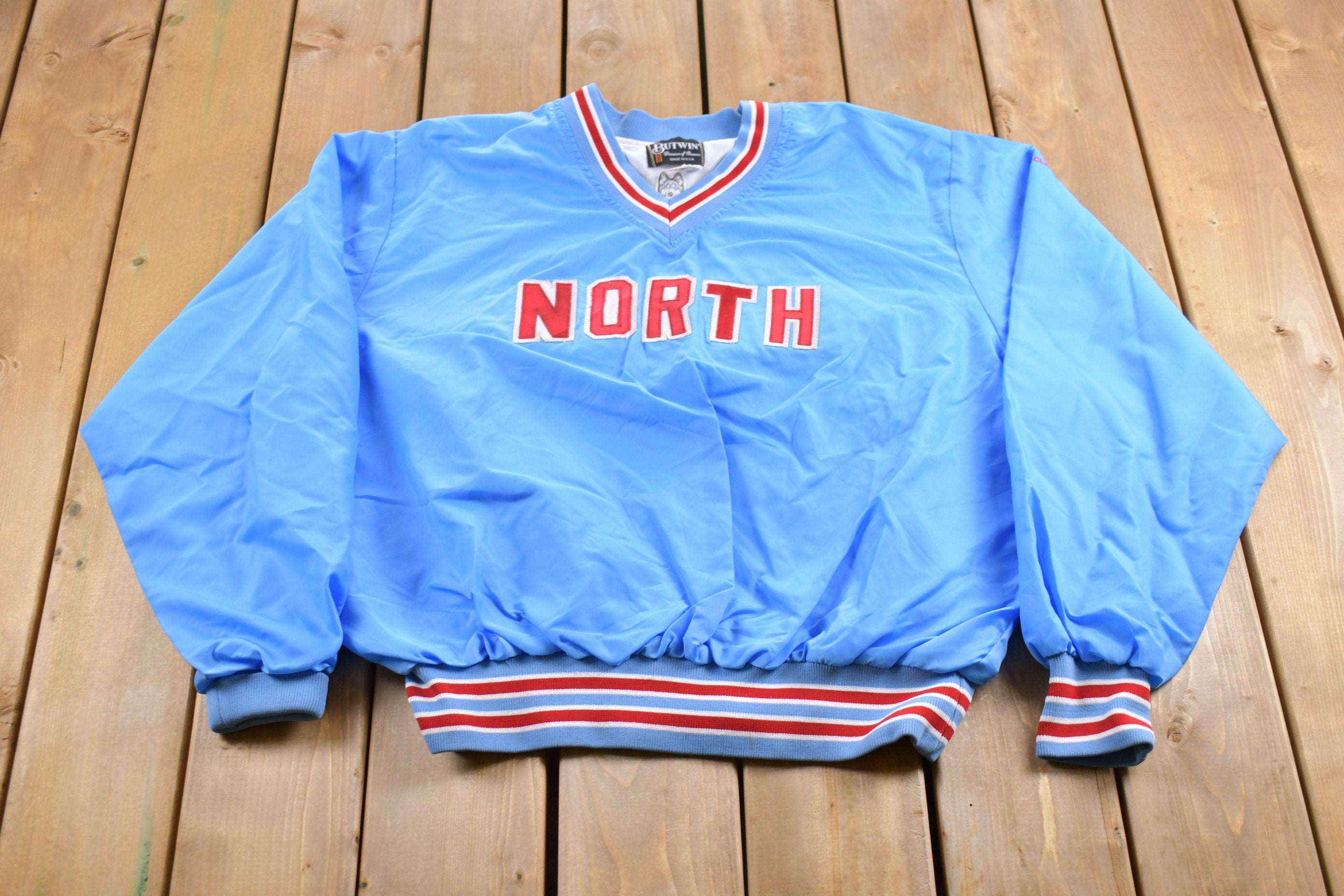 Vintage 1990s Butwin North Embroidered Pullover Windbreaker Jacket