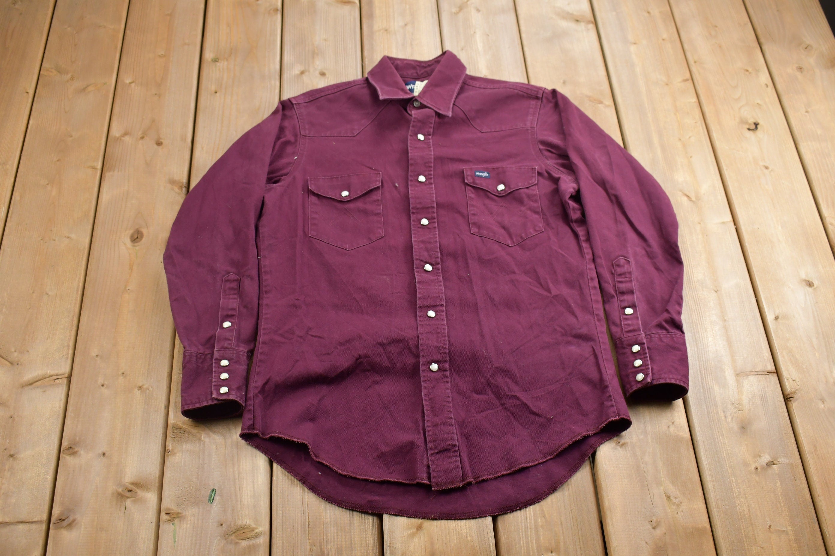 Vintage 1990s Wrangler Western Blank Button Up Shirt