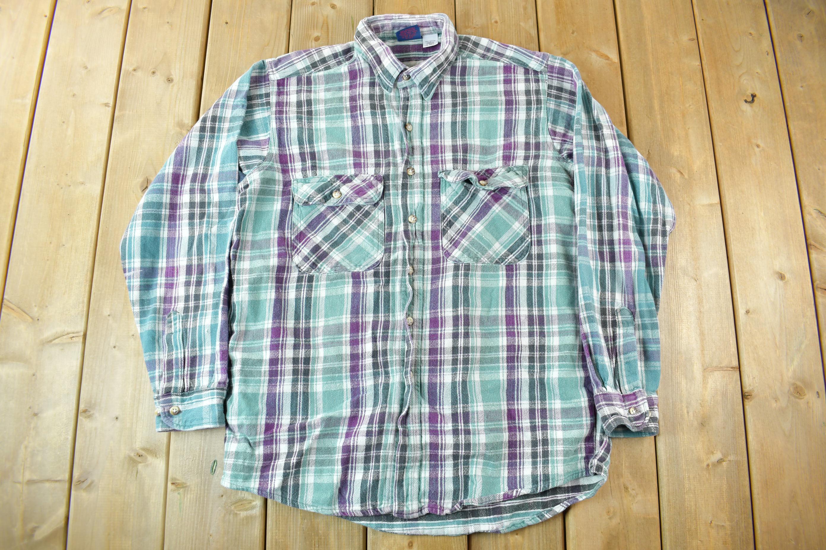 Vintage 1990s Dakota Plaid Button Up Flannel Shirt /
