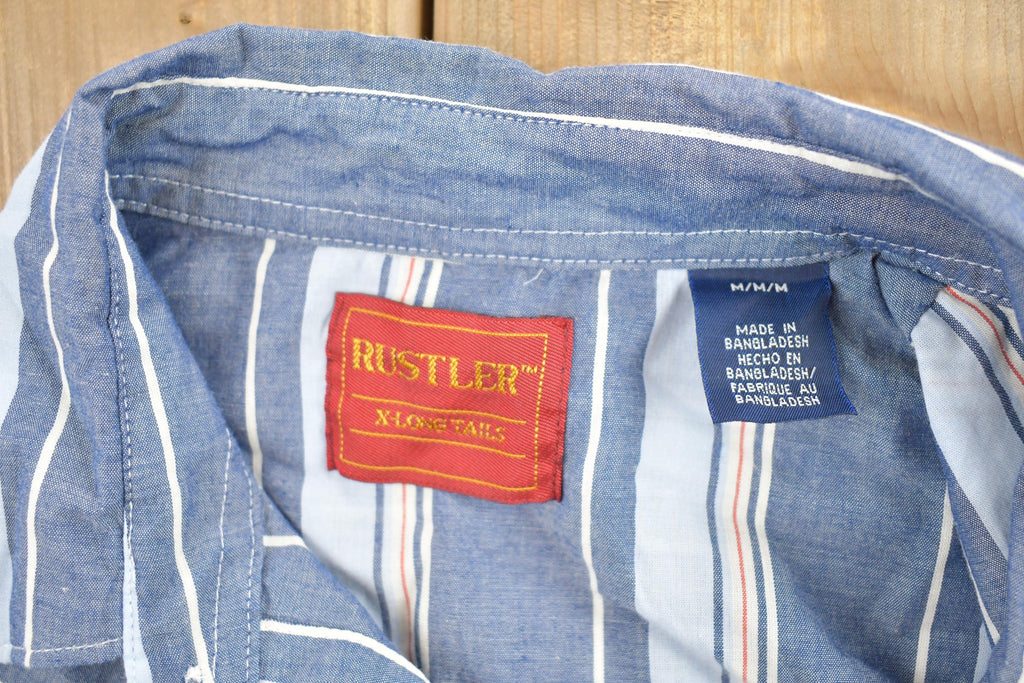 Vintage 1990s Rustler Blue Plaid Button Up Flannel Shirt