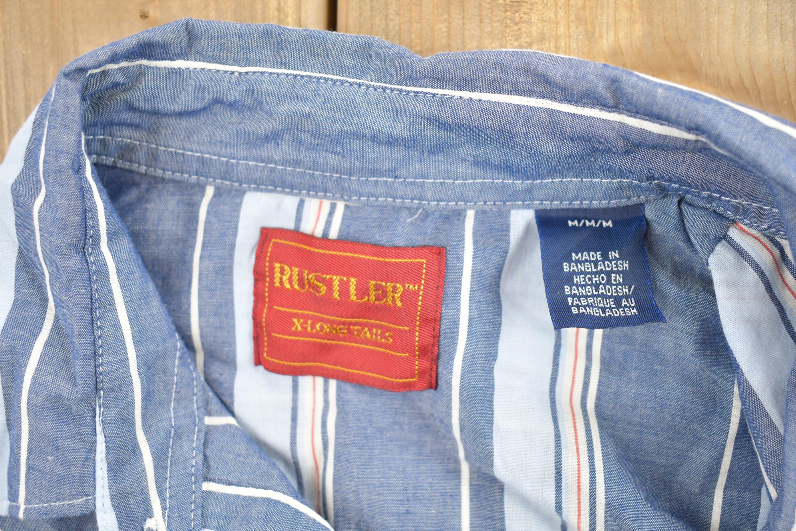 Vintage 1990s Rustler Blue Plaid Button Up Flannel Shirt