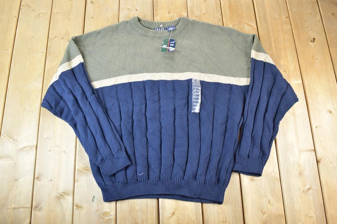 Vintage 1990s Deadstock Trader Bay Knit Abstract Pattern Crewneck Sweater