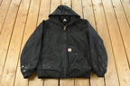 Vintage 1990s Carhartt Distressed Canvas Hooded Jacket Men's Large Tall
