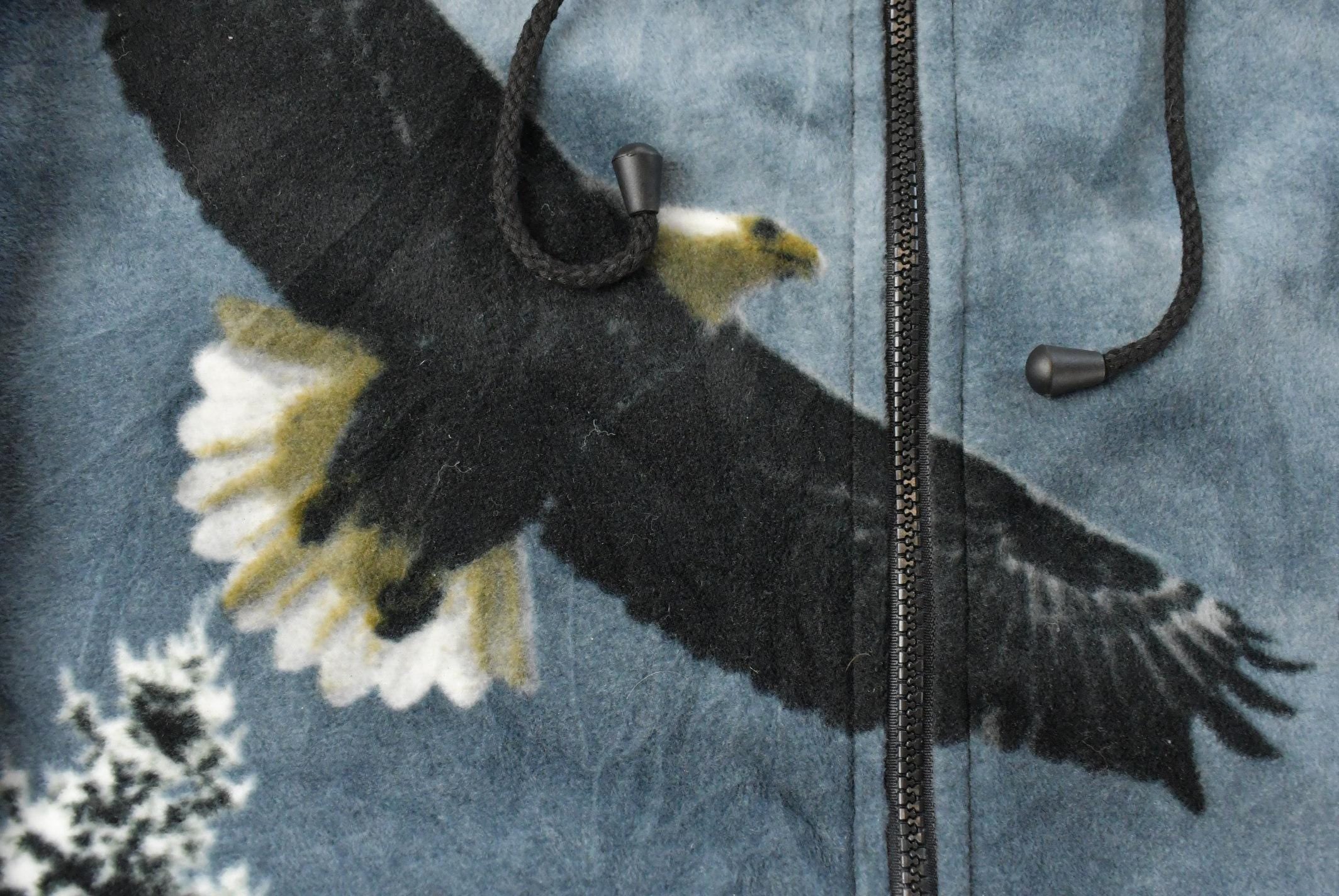 Vintage 1990s Kokopelli American Bald Eagle Fleece Sweater Jacker Men's XL / Outdoors / 90s Sweater / Fleece Zip up / All Over Print