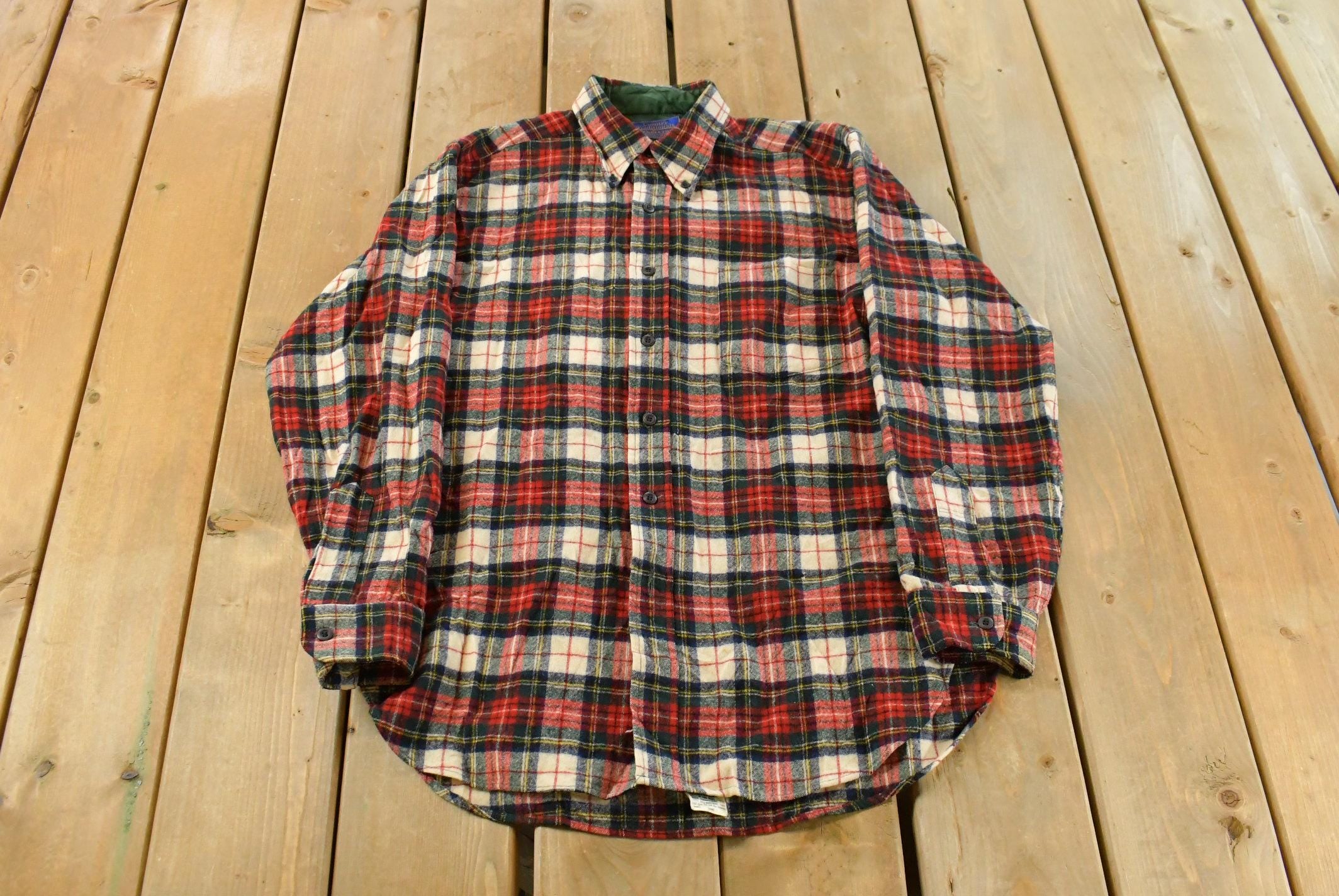 Vintage 1980s Pendleton Wool Flannel Button Up Shirt Men's M