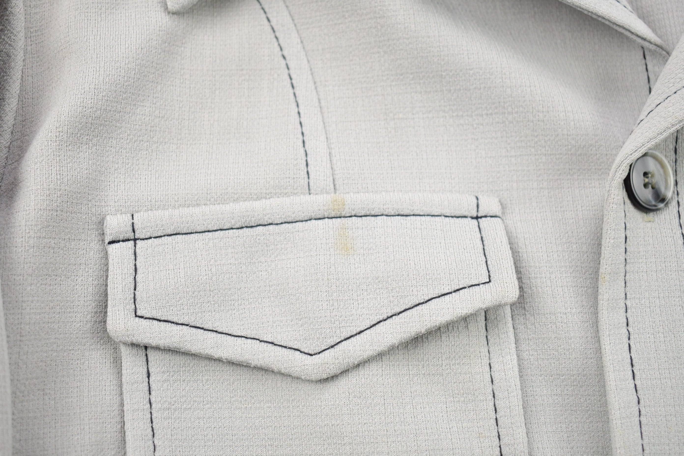 Vintage 1970s Blank Grey Button Up Shirt  1970s Button Up  Vintage Flannel  Basic Button Up  Vintage Button Up  70s Shirt