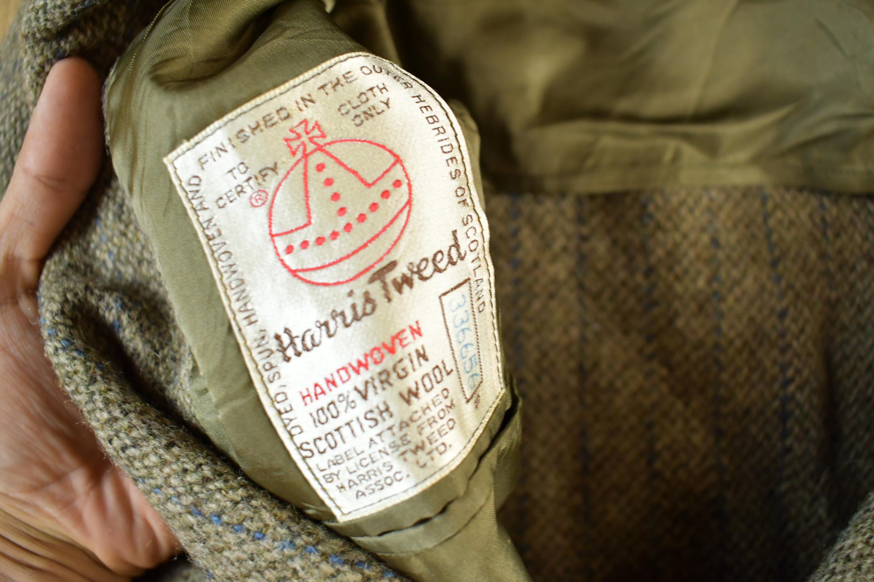 Vintage 1960s Harris Tweed Hand Woven Wool Two Button Blazer Jacket Men's Medium
