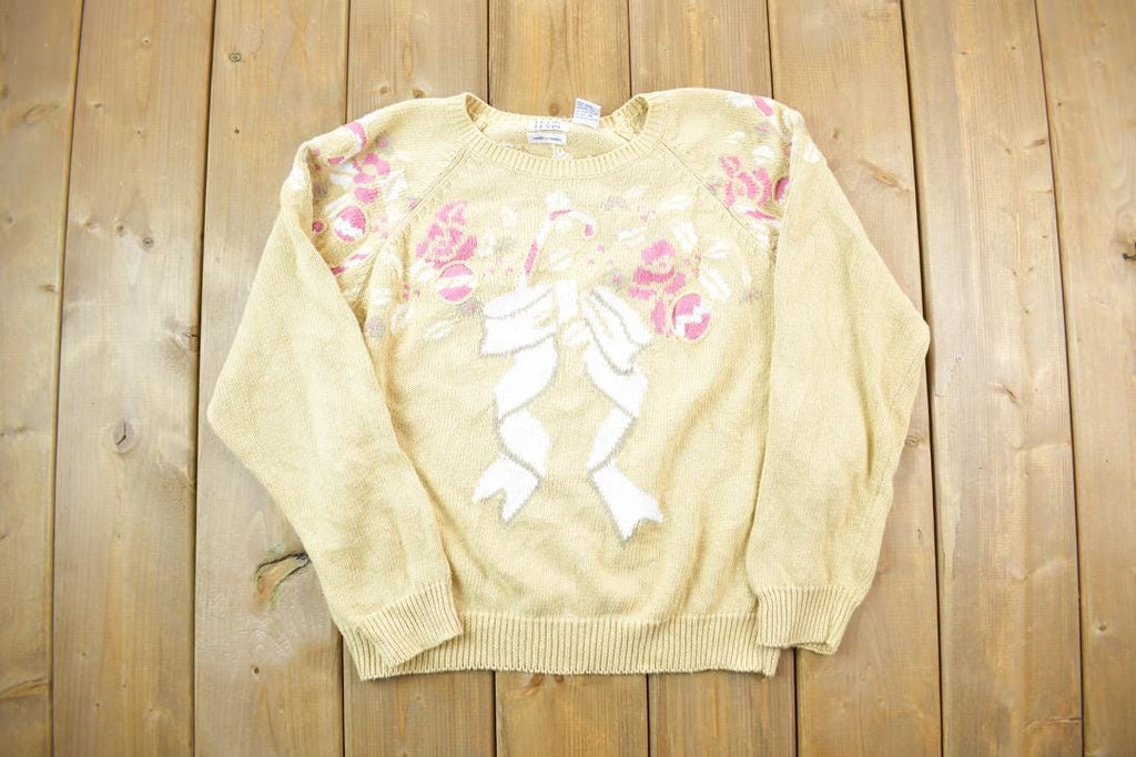 Vintage 1980s Leon Levin Hand Loomed Knit Christmas Crewneck Sweater